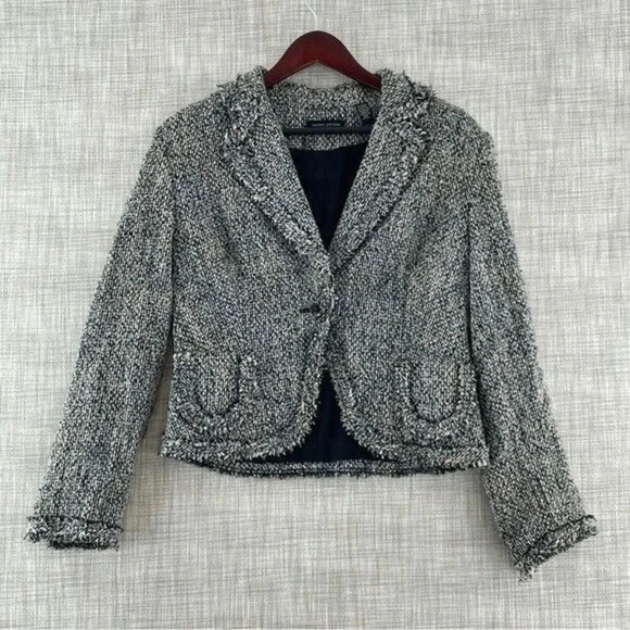 Valerie Stevens lines raw hem woven textured blazer Women's 10P. 8741/b - Picture 1 of 10